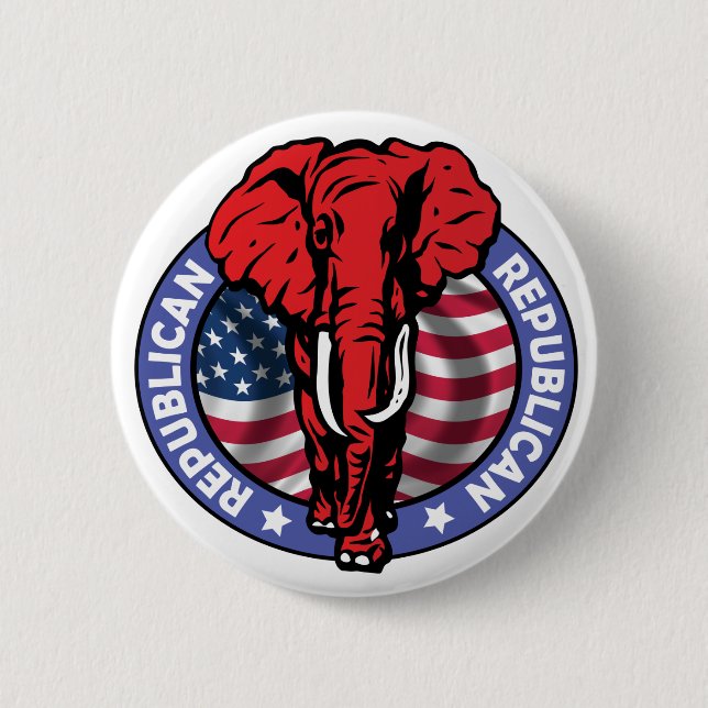 Republican Party Elephant - McCain 6 Cm Round Badge (Front)