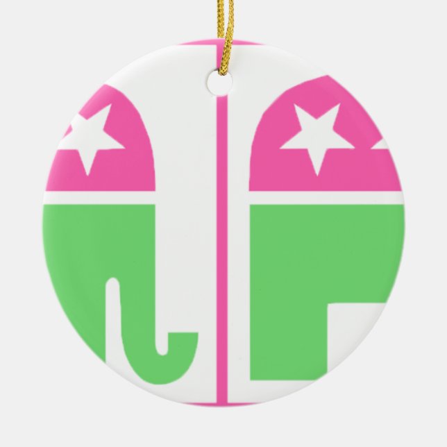 republican party elephant with border ceramic tree decoration (Front)