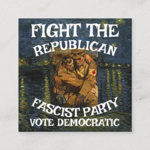 REPUBLICAN PARTY FW FV HG FLAG USA PATRIOTIC VOTE SQUARE BUSINESS CARD