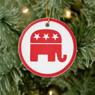 Republican Party Political Symbol (Elephant) Ceramic Tree Decoration