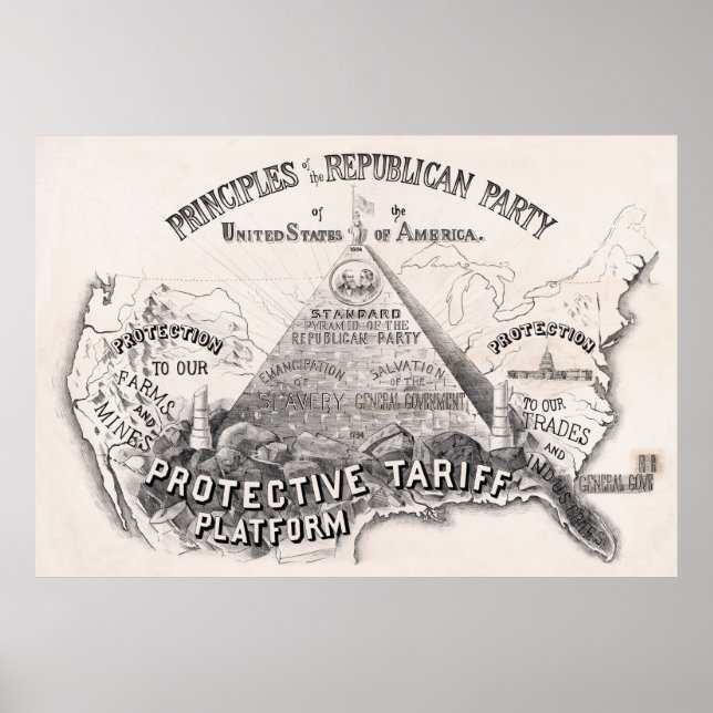 REPUBLICAN PARTY PRINCIPLES 1888 POSTER (Front)