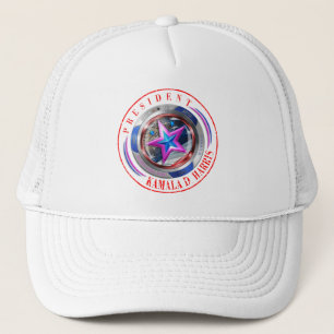 Republican President Harris/Walz Stamp Medallion Trucker Hat