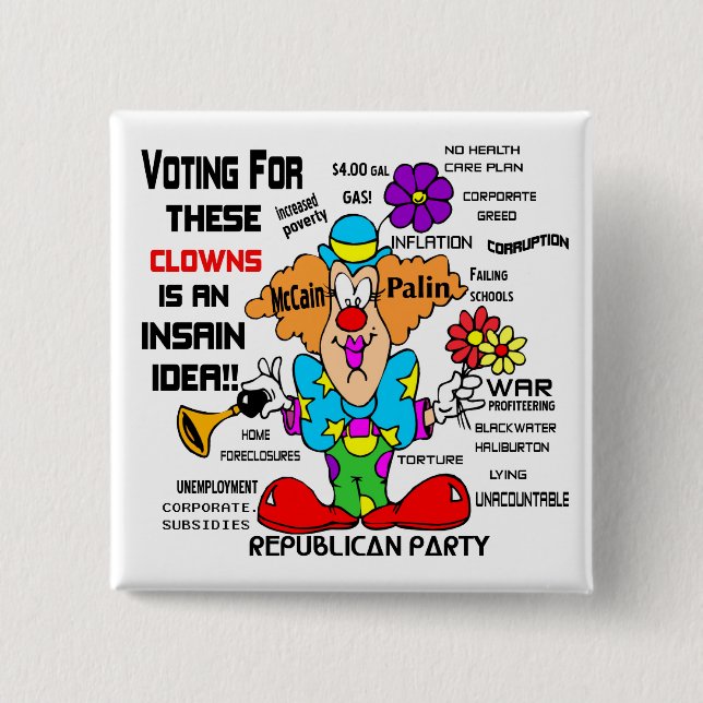 REPUBLICAN PROPAGANDA 15 CM SQUARE BADGE (Front)