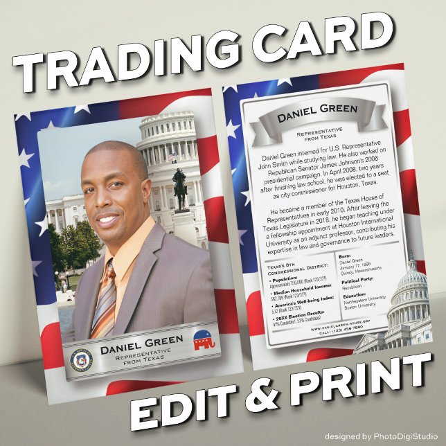 Republican United States Congress Trading Cards (Customizable United States Congress Trading Cards Templates and Prints, Silver)