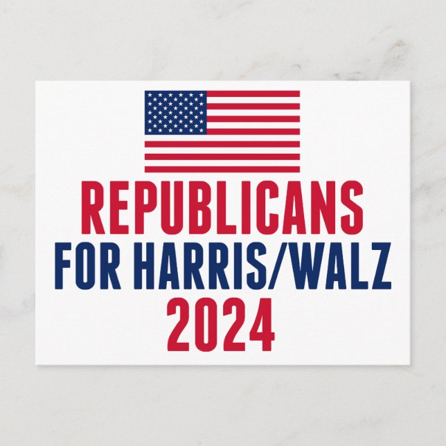 Republicans for Harris Walz American Flag Postcard (Front)