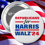Republicans for Harris Walz Red Blue 6 Cm Round Badge<br><div class="desc">Republicans for Harris Walz Red Blue</div>