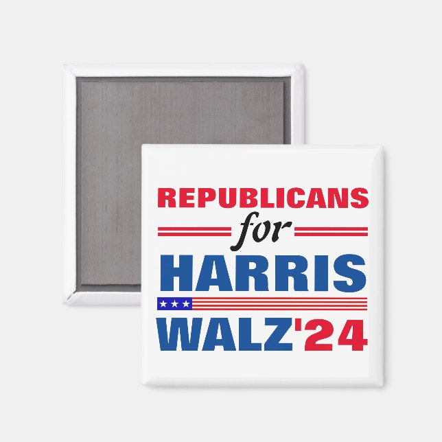 Republicans for Harris Walz Red Blue Magnet (Front/Back)