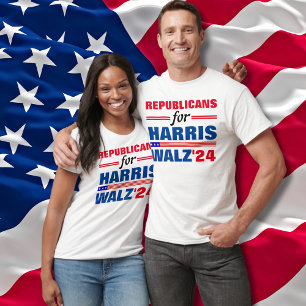 Republicans for Harris Walz Red Blue T-Shirt