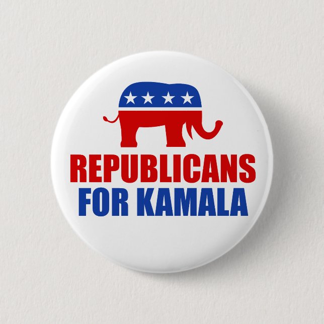 Republicans for Kamala Harris Elephant 6 Cm Round Badge (Front)