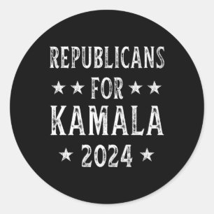 Republicans For Kamala Harris W Waltz 2024 Classic Round Sticker