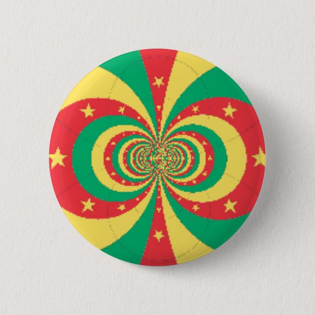 République du Cameroun five-pointed star 6 Cm Round Badge (Front)