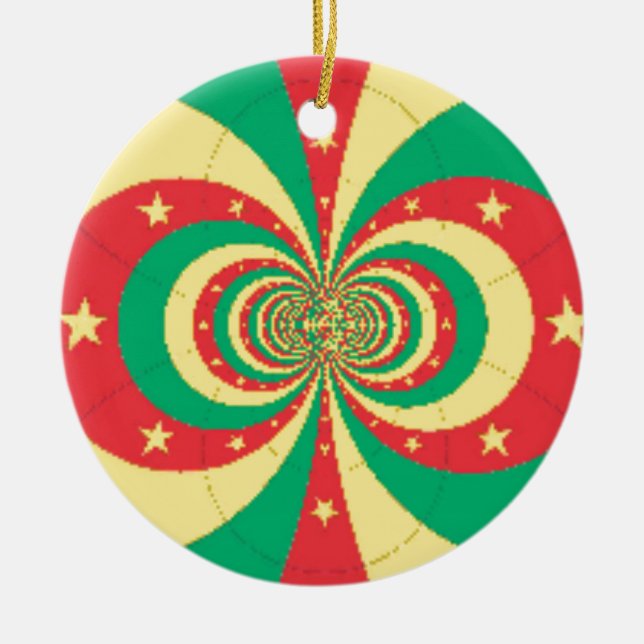 République du Cameroun five-pointed star Ceramic Tree Decoration (Front)