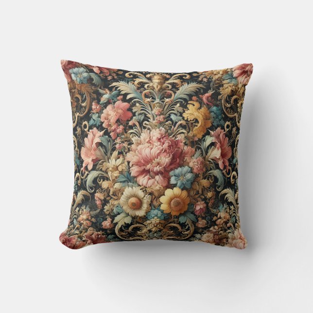 Requiem for Arcana – Gothic Floral Design Cushion (Front)