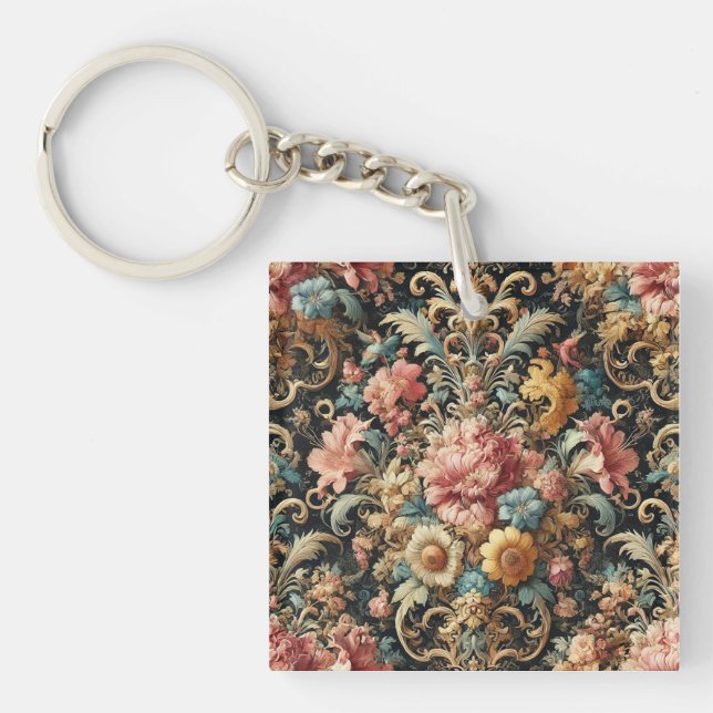 Requiem for Arcana – Gothic Floral Design Key Ring (Front)
