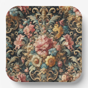 Requiem for Arcana – Gothic Floral Design Paper Plate