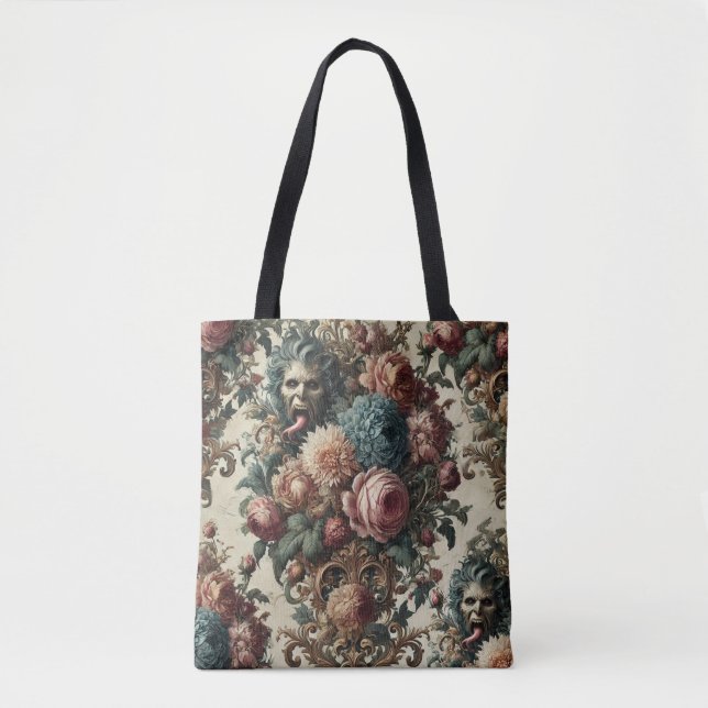 Requiem Rhapsody – Gothic Baroque Floral Beast  Tote Bag (Front)