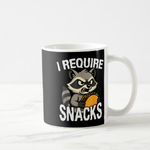 Require snacks cute animal meme tee funny racoon coffee mug