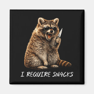 Require snacks raccoon funny animal meme men women magnet