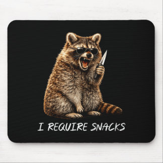 Require snacks raccoon funny animal meme men women mouse pad