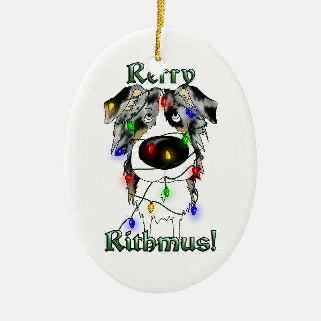 Rerry Rithmus - Australian Shepherd Ceramic Tree Decoration (Front)