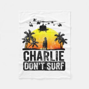 Rertro Vintage Charlie Dont Surf  Fleece Blanket