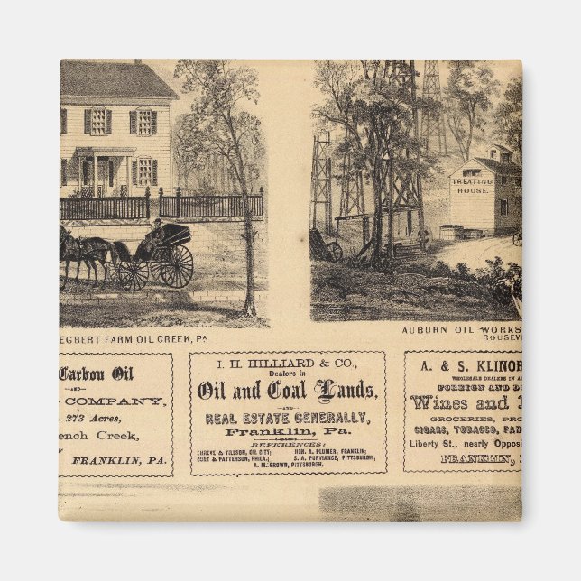 Res, oil works, bldg, Oil Creek, Rouseville Magnet (Front)