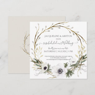 Rescheduled Wedding Anemone White Grey Eucalyptus Invitation