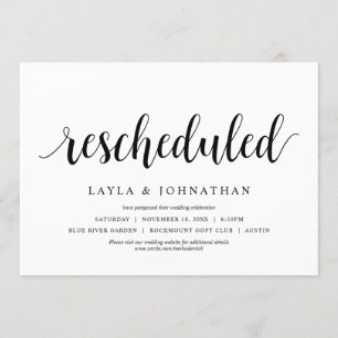 Rescheduled, Wedding Change the date Invitation