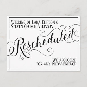 Rescheduling announcement design. postcard