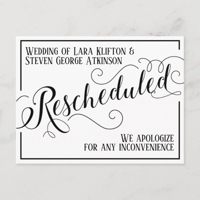 Rescheduling announcement design. postcard (Front)