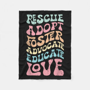 Rescue Adopt Foster Advocate Educate Love Cat Mom, Fleece Blanket
