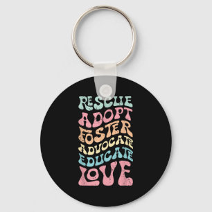 Rescue Adopt Foster Advocate Educate Love Cat Mom, Key Ring