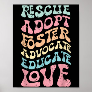 Rescue Adopt Foster Advocate Educate Love Cat Mom, Poster