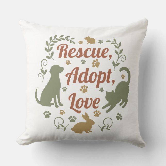 Rescue, Adopt, Love Cushion (Front)