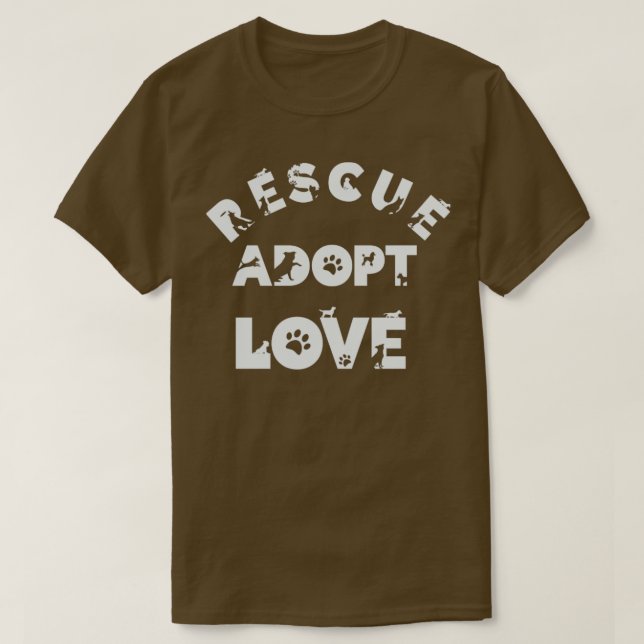 Rescue Adopt Love Dogs T-Shirt (Design Front)