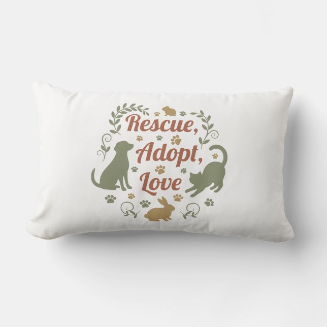 Rescue, Adopt, Love Lumbar Cushion (Front)