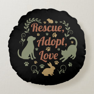Rescue, Adopt, Love Round Cushion