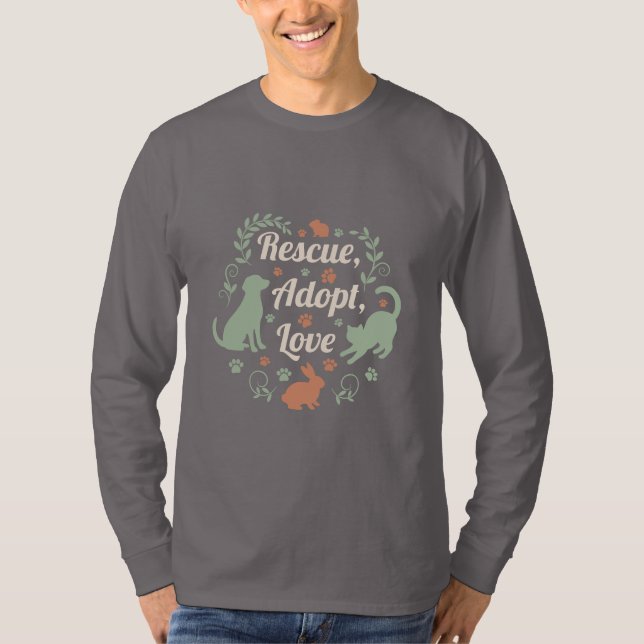 Rescue, Adopt, Love T-Shirt (Front)