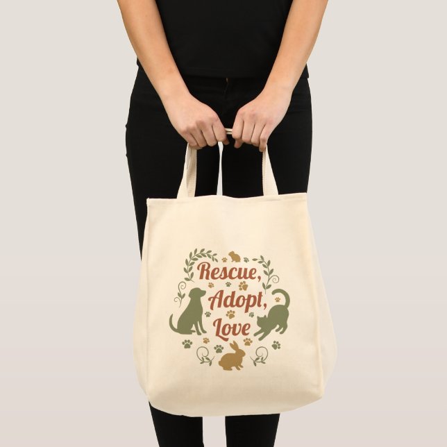 Rescue, Adopt, Love Tote Bag (Front (Product))