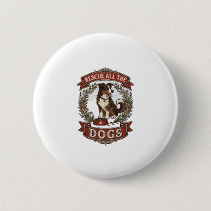 Rescue All Dogs Dog Floral Wreath Ribbon_1 6 Cm Round Badge