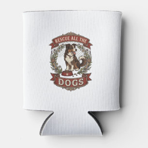 Rescue All Dogs Dog Floral Wreath Ribbon_1 Can Cooler