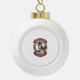 Rescue All Dogs Dog Floral Wreath Ribbon_1 Ceramic Ball Christmas Ornament