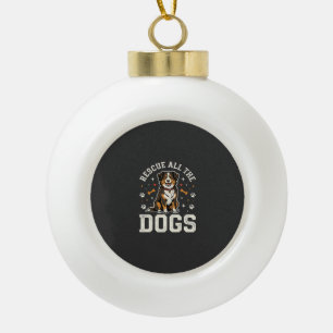 Rescue All The Dogs Vintage Dog Ceramic Ball Christmas Ornament