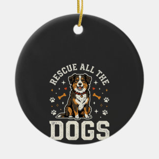 Rescue All The Dogs Vintage Dog Ceramic Tree Decoration