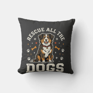 Rescue All The Dogs Vintage Dog Cushion