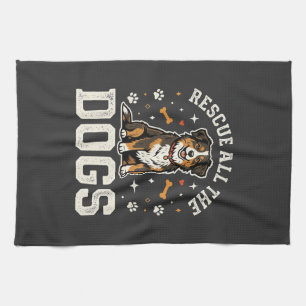 Rescue All The Dogs Vintage Dog Tea Towel