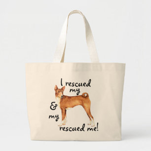 Rescue Basenji Large Tote Bag