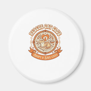Rescue Cat Club Cat Rescue Adoption Vintage Vector Magnet