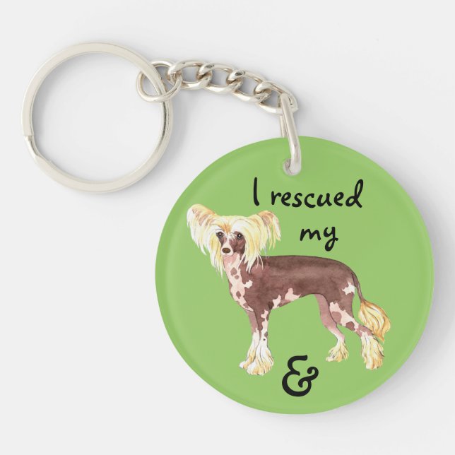 Rescue Chinese Crested Key Ring (Front)