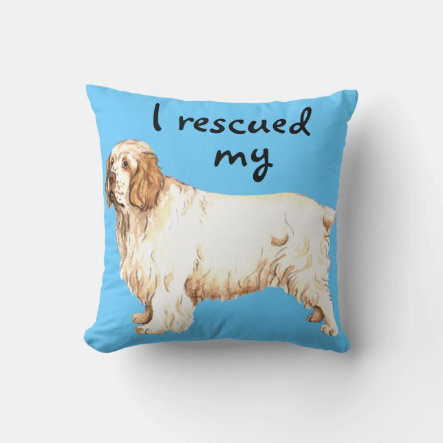 Rescue Clumber Spaniel Cushion (Front)